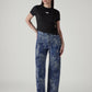 Women's Blue Loose Fit High Rise Jeans - Front View