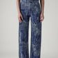 Women's Blue Loose Fit High Rise Jeans - Front View