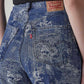 Women's Blue Loose Fit High Rise Jeans - Detail View