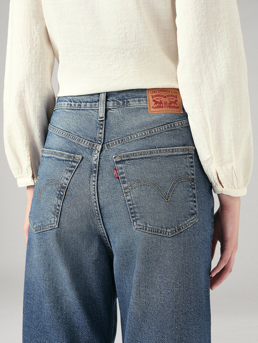 Women's Blue Loose Fit High Rise Jeans - 20 View