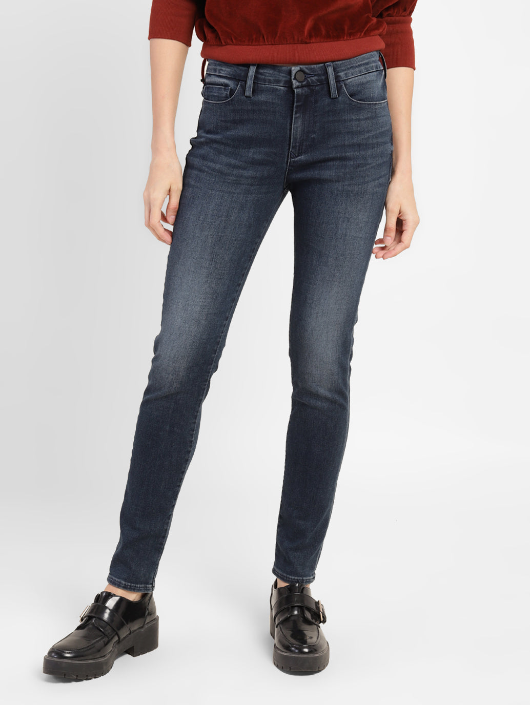 Women's 711 Blue Skinny Fit Mid Rise Jeans