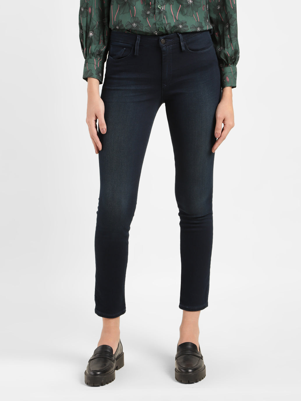 Women's 711 Blue Skinny Fit Mid Rise Jeans