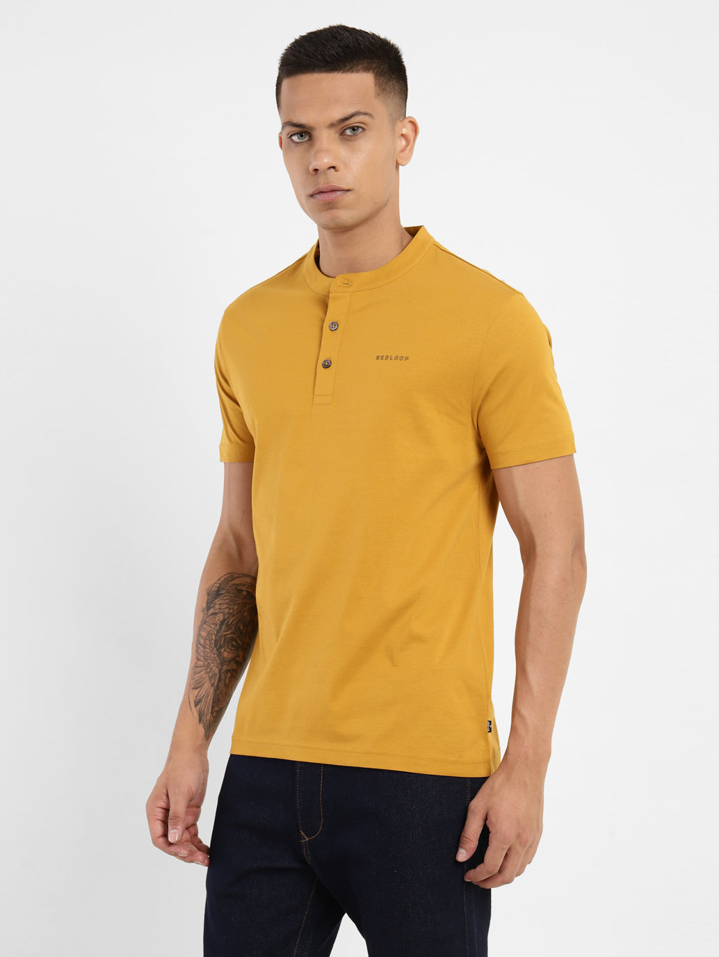Men's Solid Henley Neck T-shirt
