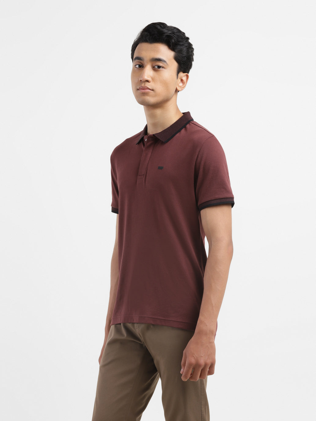 Men's Solid Polo Collar T-shirt