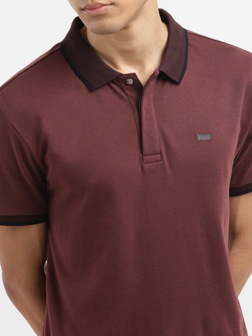 Men's Solid Polo Collar T-shirt