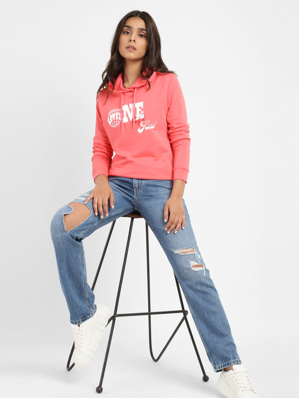 Women's Printed Pink Hooded Sweatshirt - 9a8e58d1-694c-4db2-b11b-af3a73b86055 View
