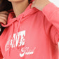 Women's Printed Pink Hooded Sweatshirt - bd4b9a6b-a474-4c86-b272-90d5862ccd39 View