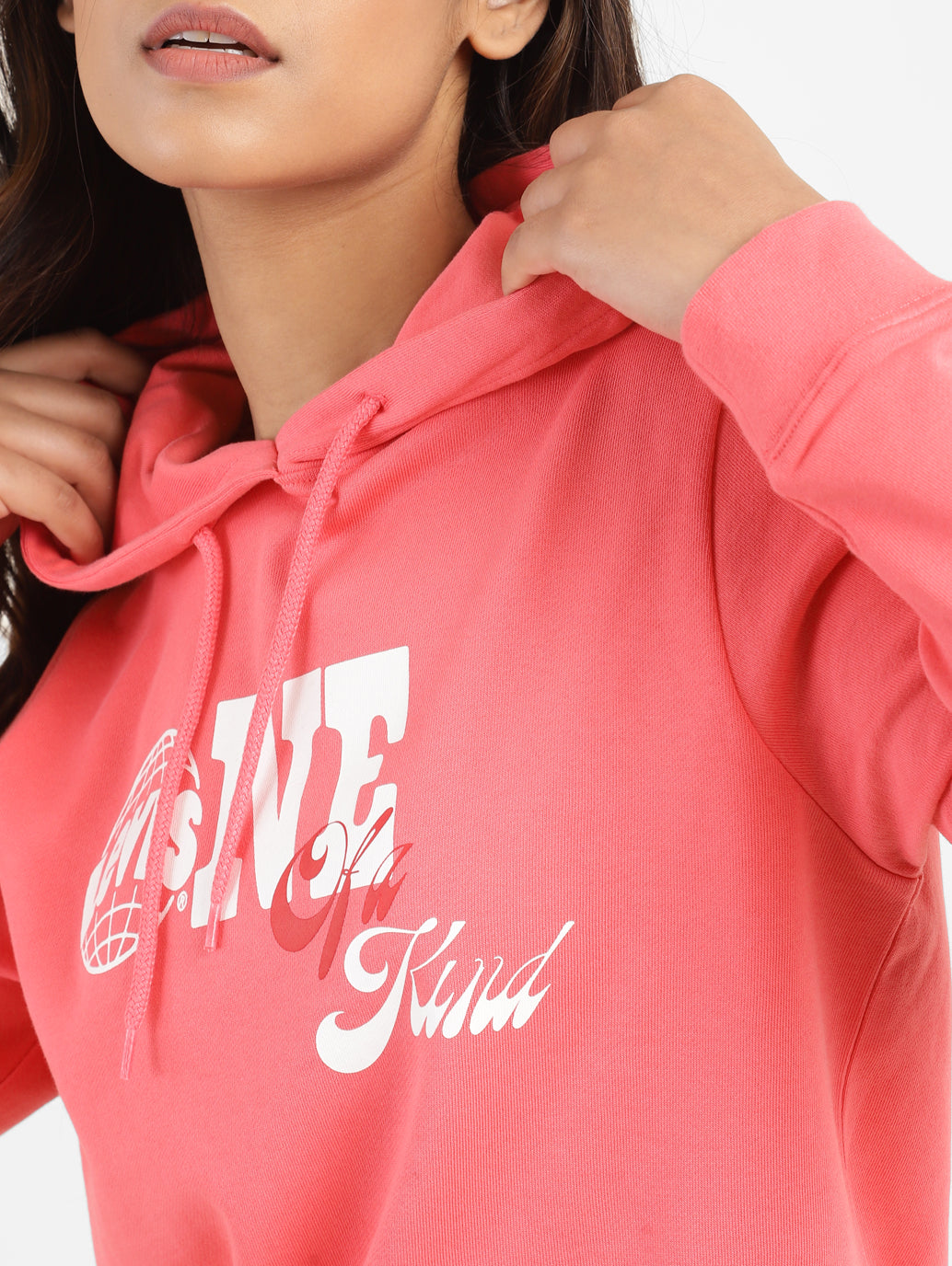 Women's Printed Pink Hooded Sweatshirt - bd4b9a6b-a474-4c86-b272-90d5862ccd39 View
