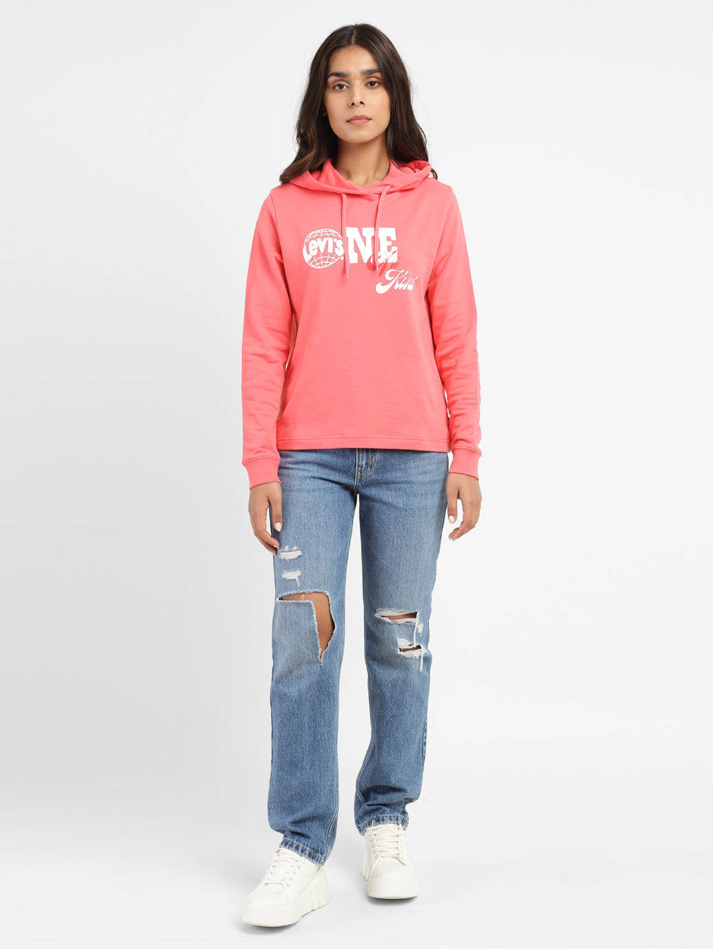 Women's Printed Pink Hooded Sweatshirt - 35703f95-0882-4187-bd22-e919726902ab View