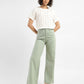 Women's High Rise Green Wide-leg Jeans