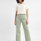 Women's High Rise Green Wide-leg Jeans