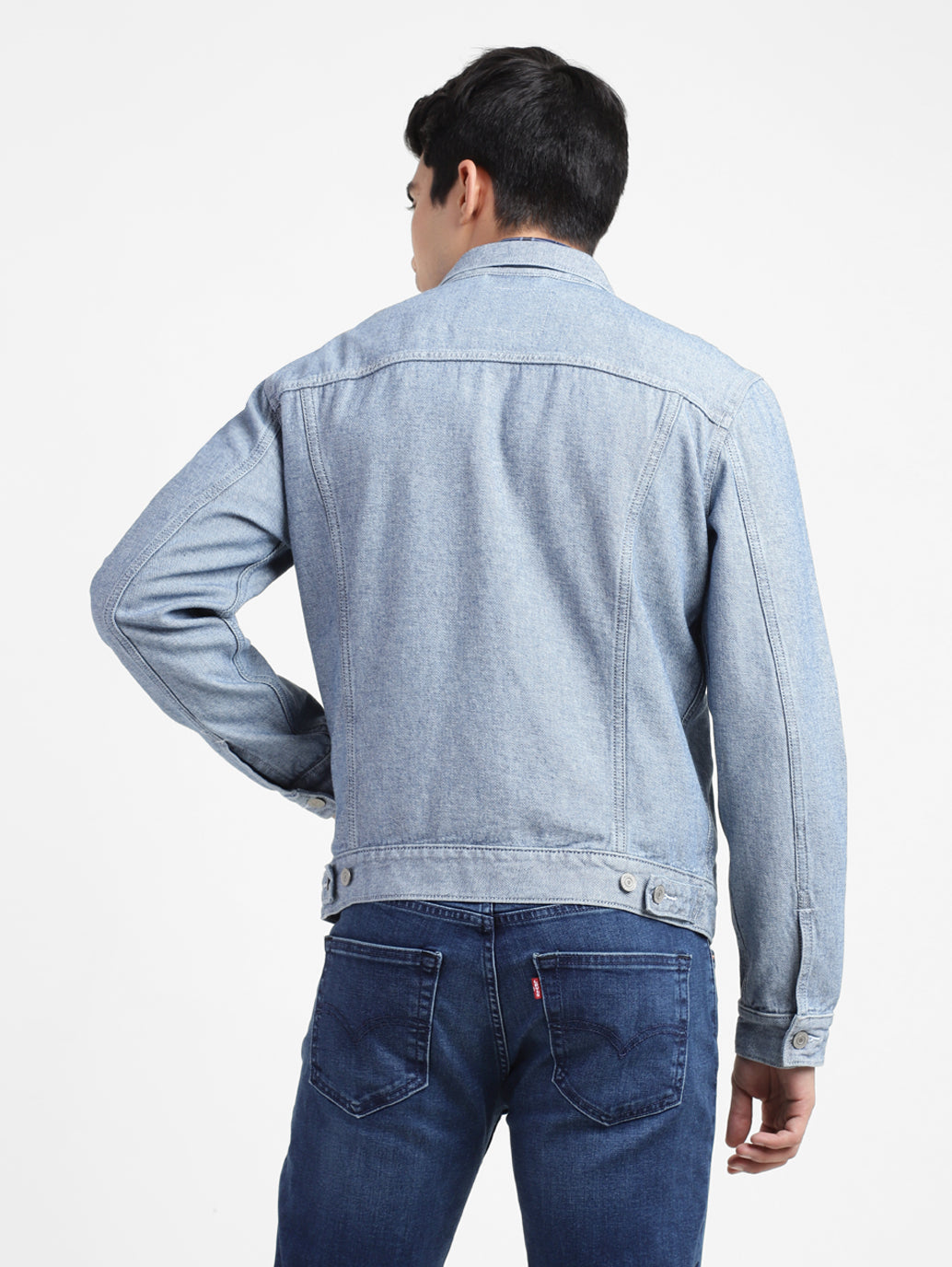 Men's Solid Spread Collar Denim Jacket