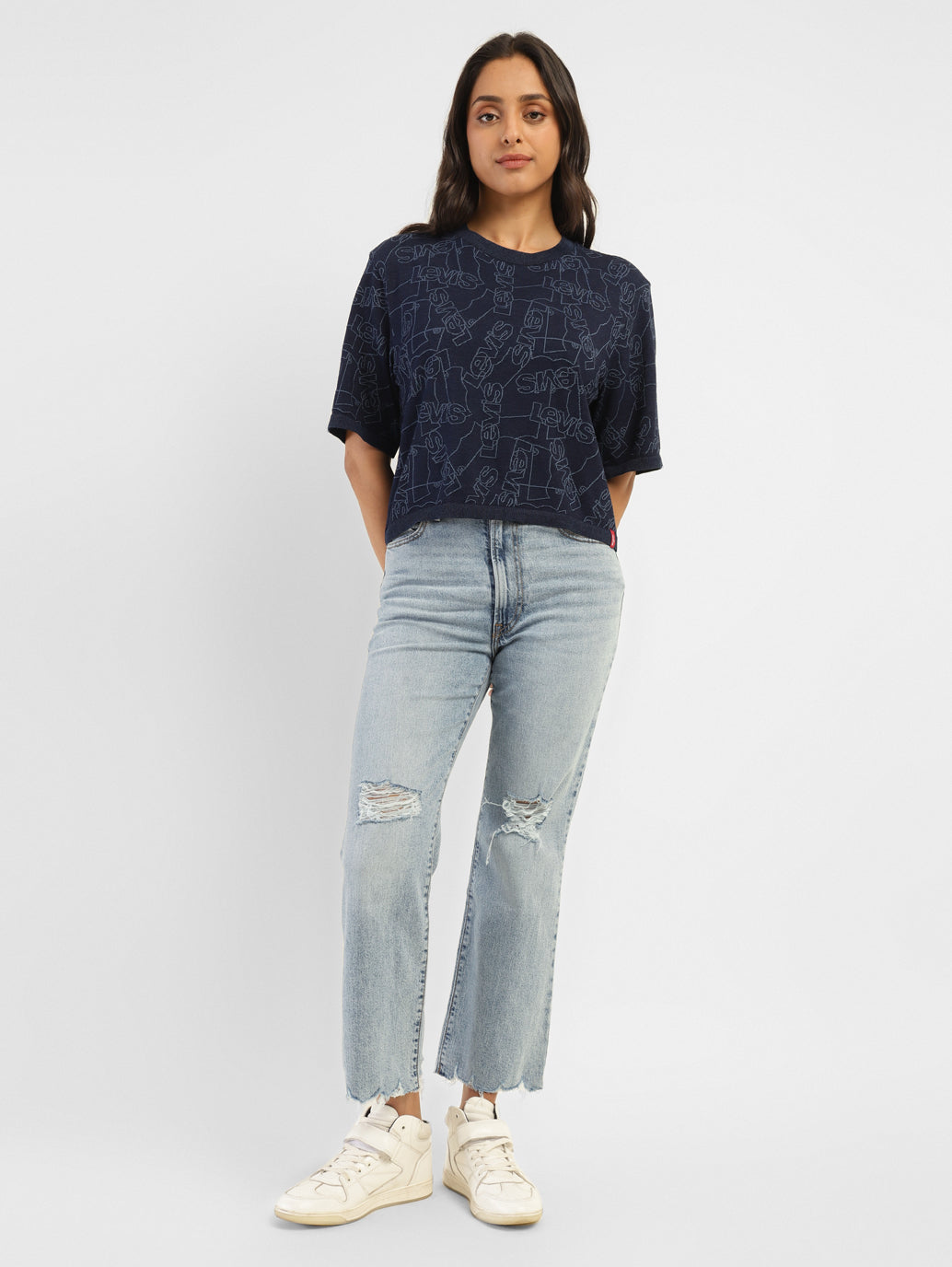 Women's Blue Bootcut Fit High Rise Jeans