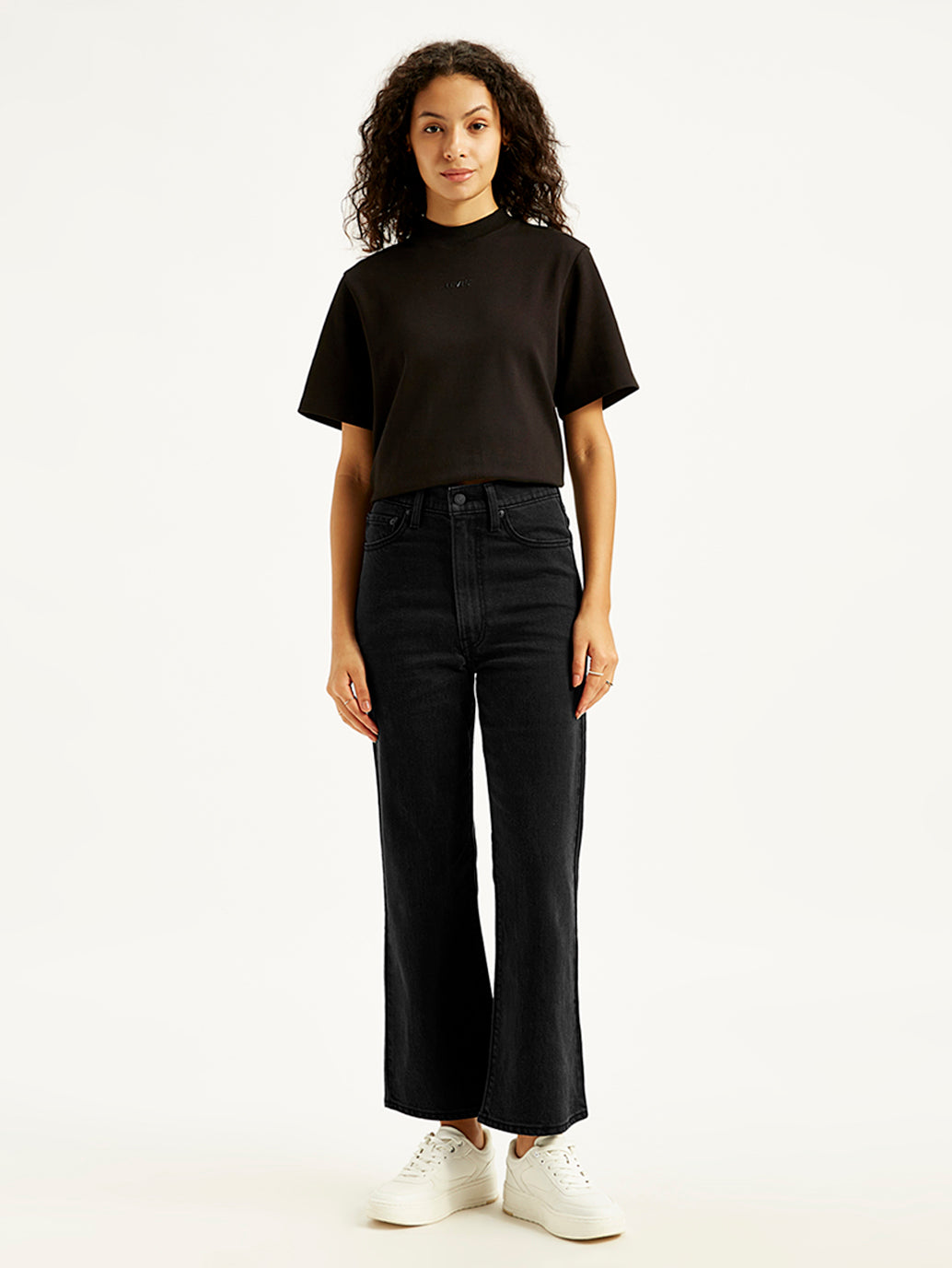 Women's Black Ribcage Cropped Bootcut Fit High Rise Jeans