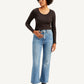 Women's Blue Ribcage Cropped Bootcut Fit High Rise Jeans - Front View