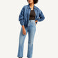 Women's Blue Ribcage Cropped Bootcut Fit High Rise Jeans - Styleshot View