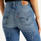 Women's High Rise Ribcage Crop Blue Bootcut Jeans