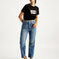 Women's High Rise Ribcage Crop Blue Bootcut Jeans