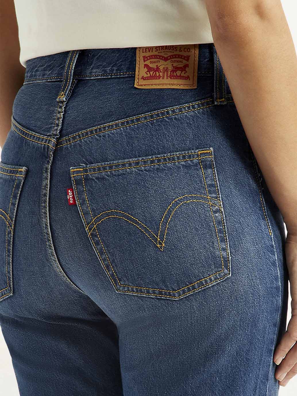 Women's Blue Ribcage Flared Fit High Rise Jeans - Detail View