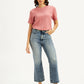Women's Blue Ribcage Cropped Bootcut Fit High Rise Jeans - Front View