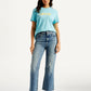 Women's High Rise Ribcage Cropped Bootcut Blue Jeans