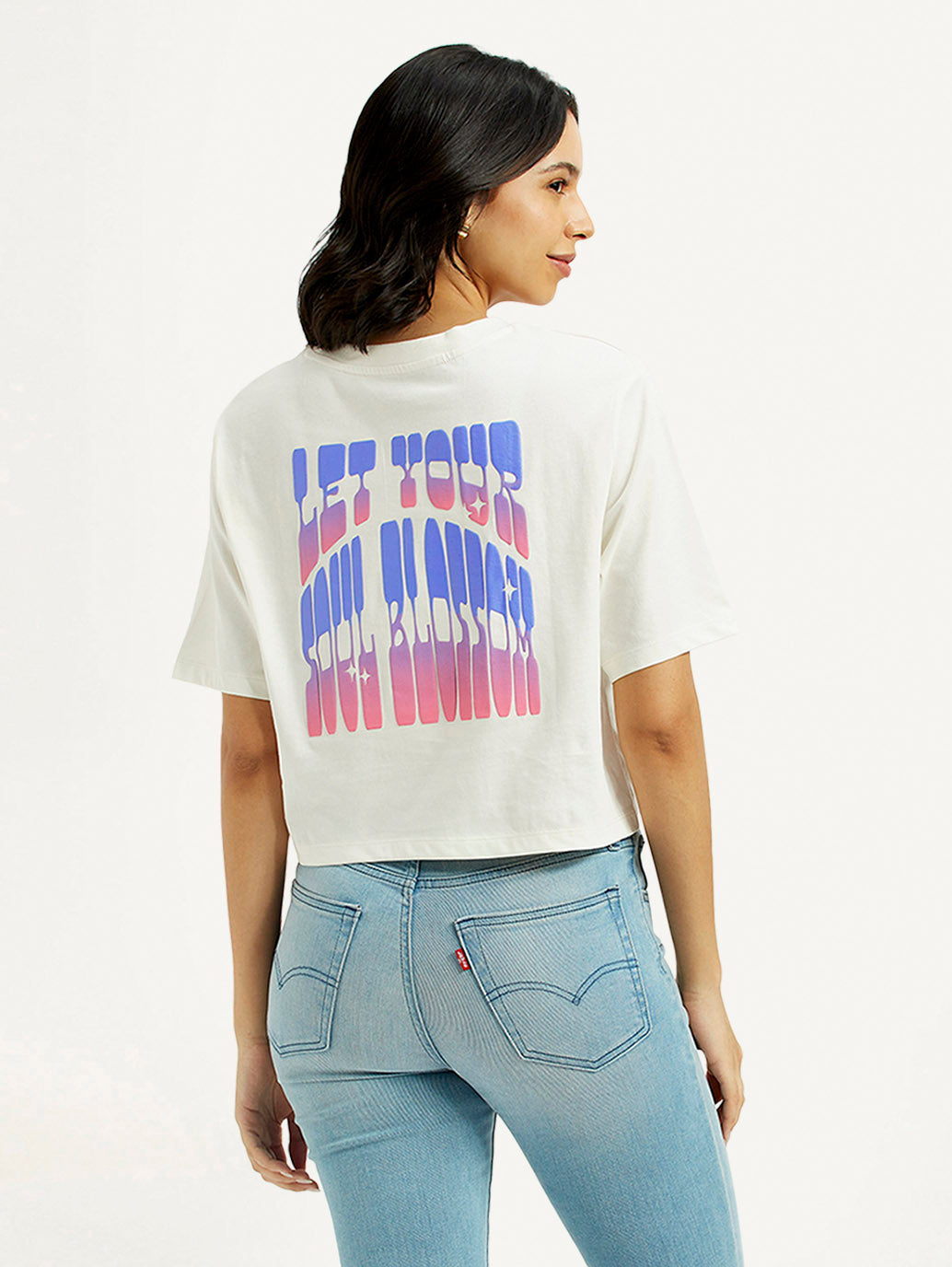 Women's Typography Relaxed Fit T-Shirt - Back View