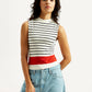 Women's Striped Off White Collar Neck Top - Styleshot View