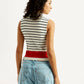 Women's Striped Off White Collar Neck Top - Back View