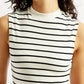 Women's Striped Off White Collar Neck Top - 20 View
