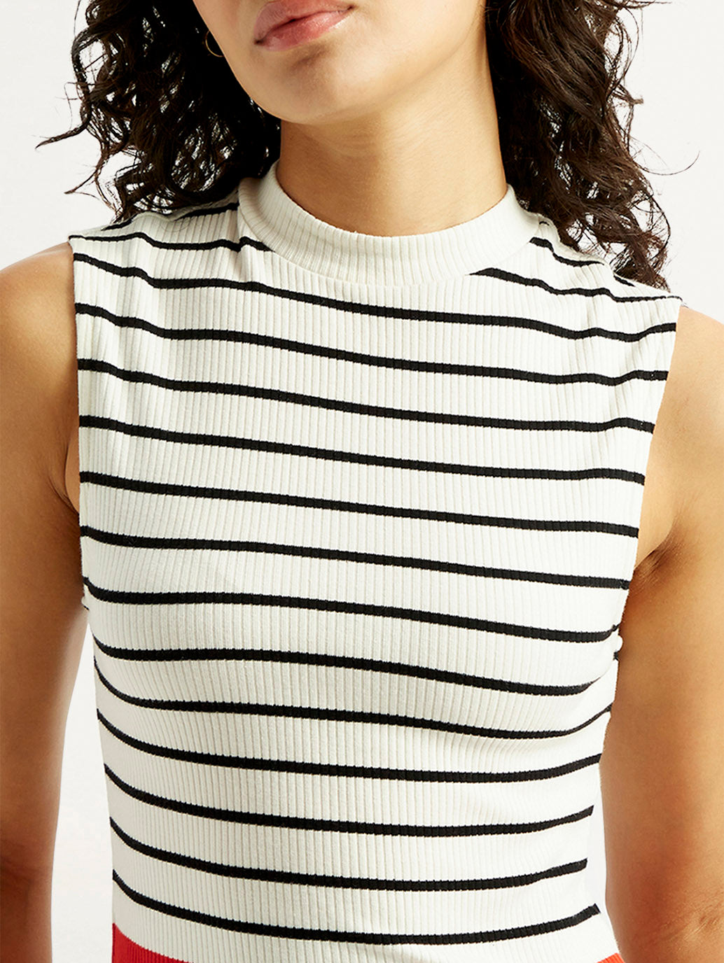 Women's Striped Off White Collar Neck Top - 20 View