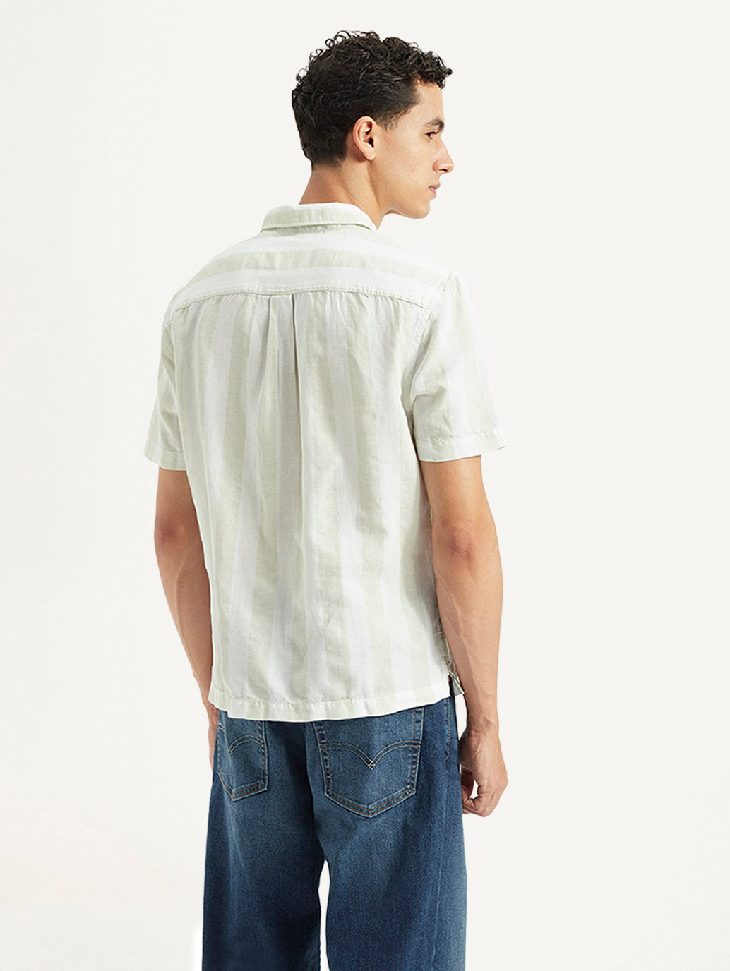 Men's Striped Relaxed Fit Shirt - Back View