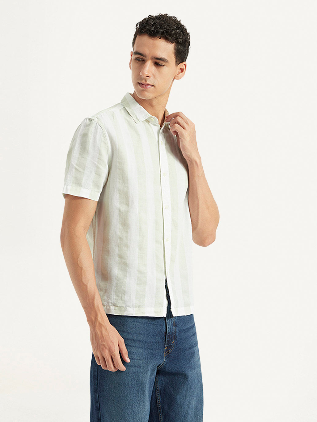 Men's Striped Relaxed Fit Shirt - Side View
