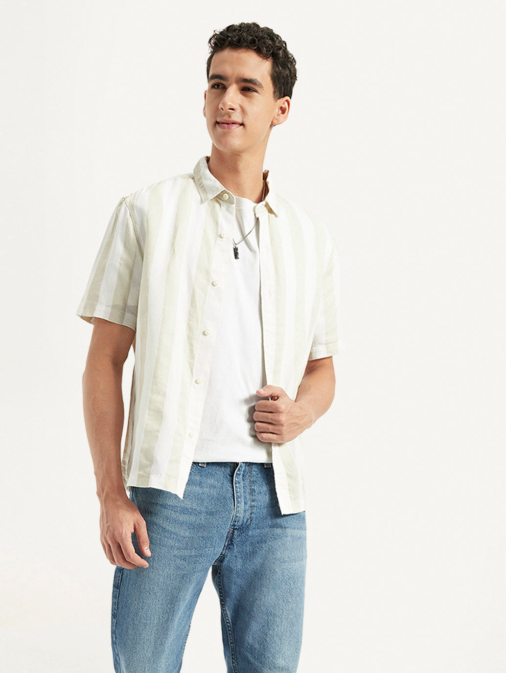 Men's Striped Relaxed Fit Shirt - Styleshot View