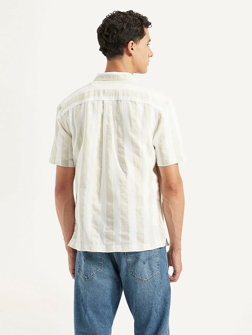 Men's Striped Relaxed Fit Shirt - Back View