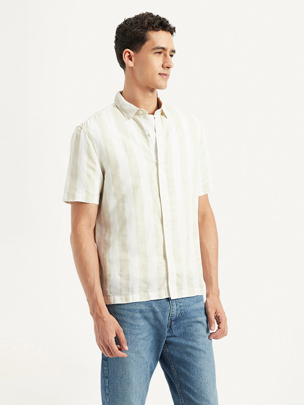Men's Striped Relaxed Fit Shirt - Side View