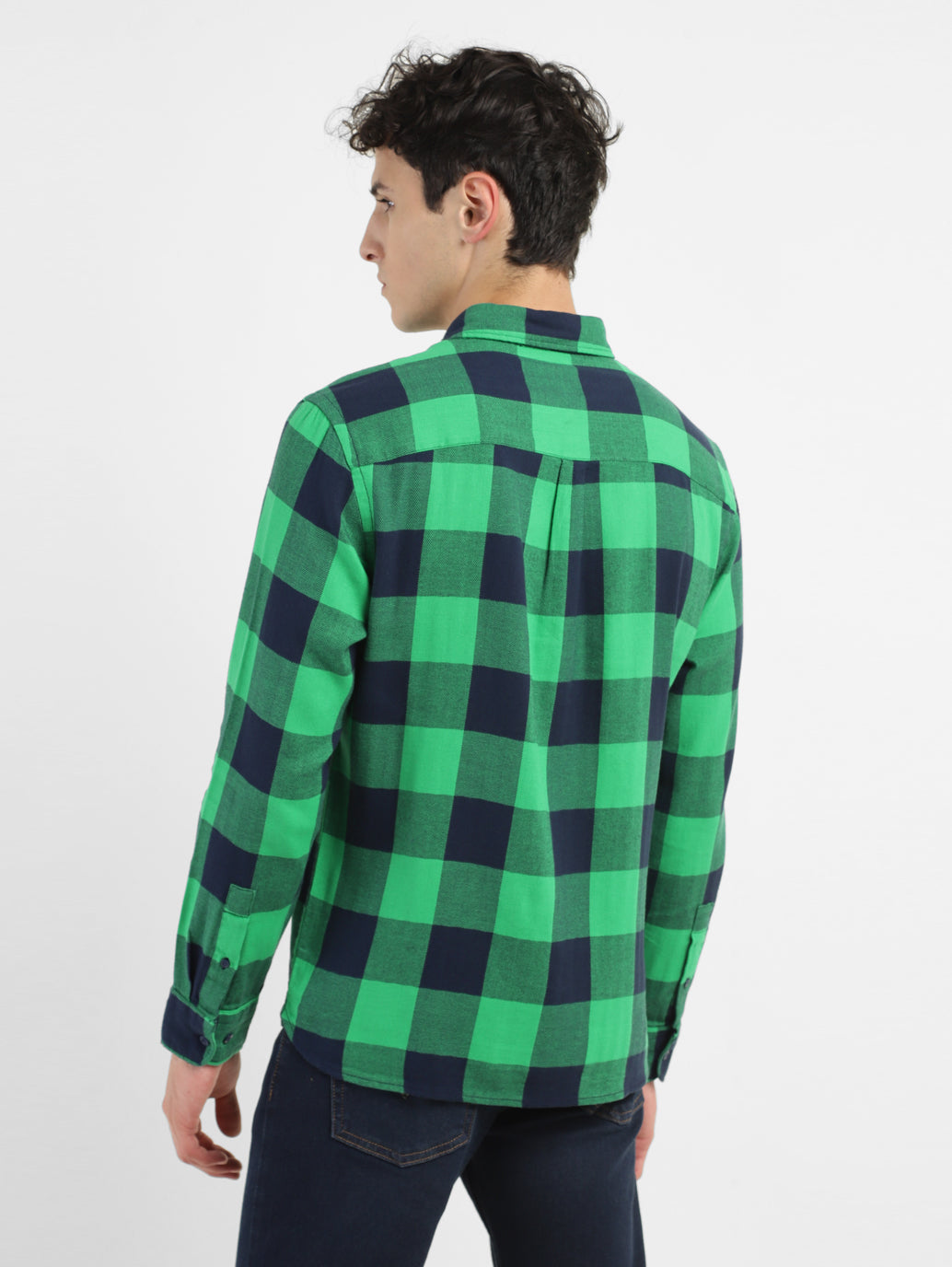 Men's Checkered Spread Collar Shirt