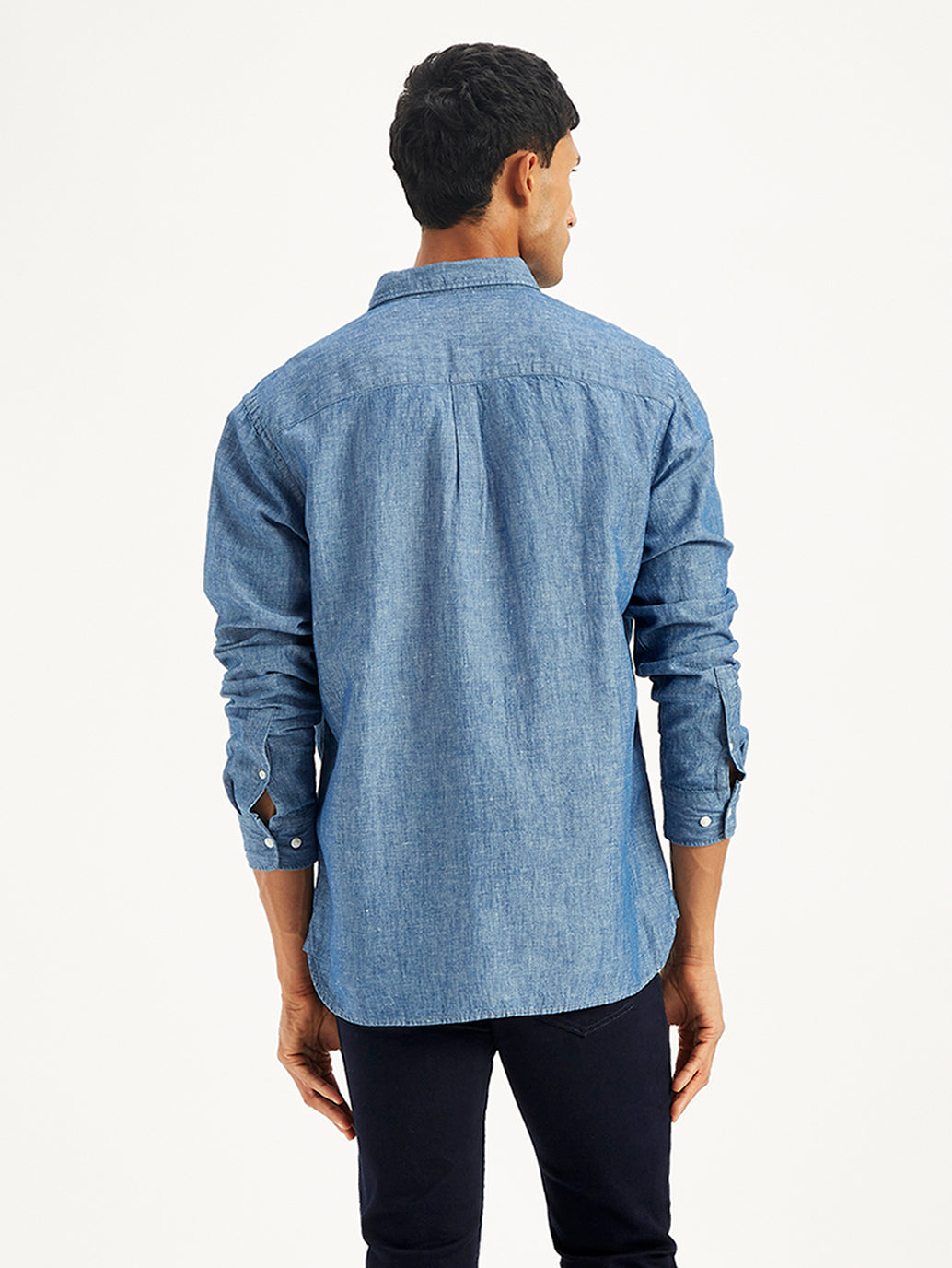 Men's Solid Slim Fit Denim Shirt - 3e0f1f85-6641-41e0-9725-9b58c01a83cd View