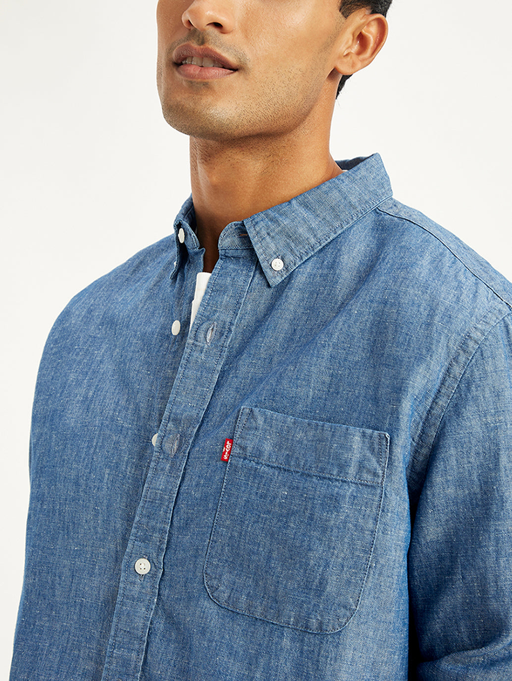 Men's Solid Slim Fit Denim Shirt - b51bfcab-e278-41b2-8a23-150142c0ae86 View