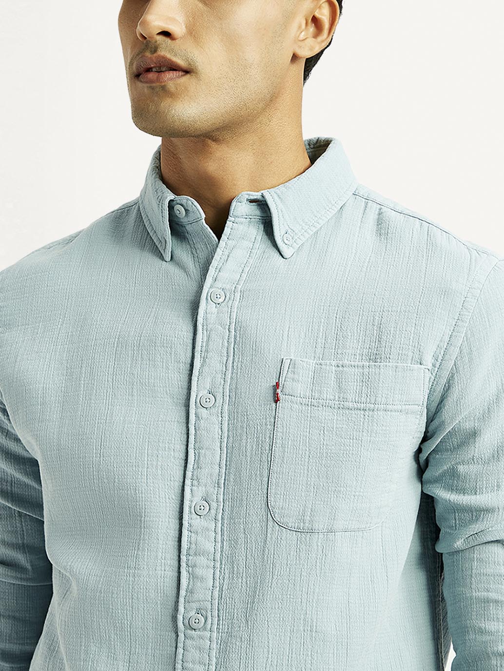 Men's Solid Overdyed Slim Fit Shirt - Detail View