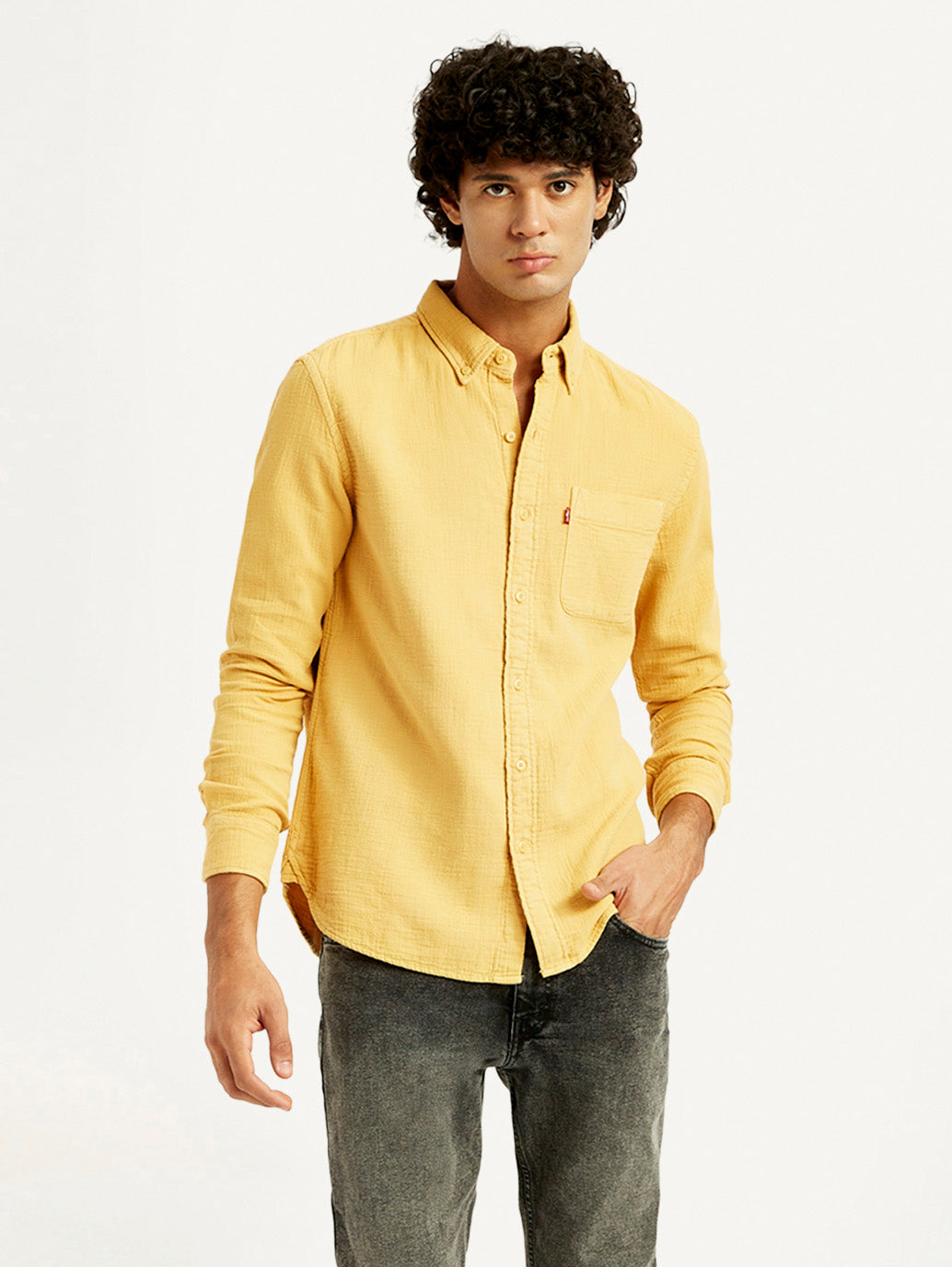 Men's Solid Overdyed Slim Fit Shirt - Styleshot View