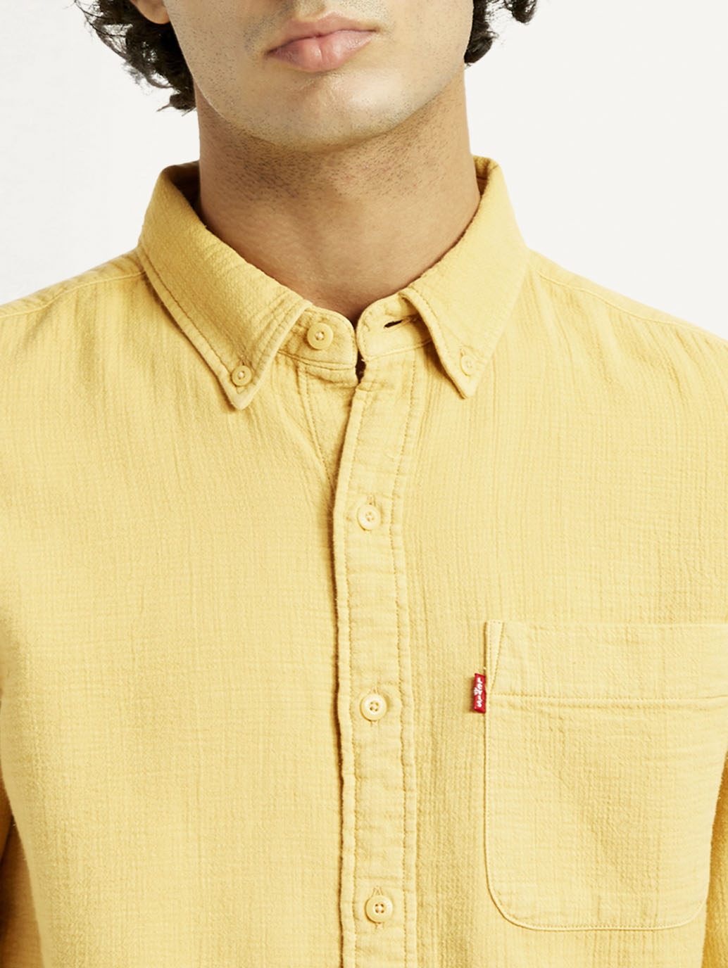 Men's Solid Overdyed Slim Fit Shirt - Detail View