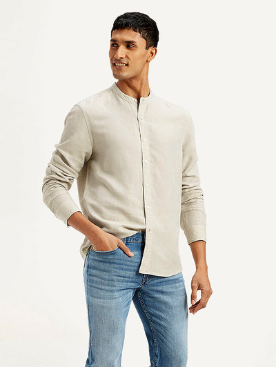 Men's Solid Slim Fit Linen Shirt