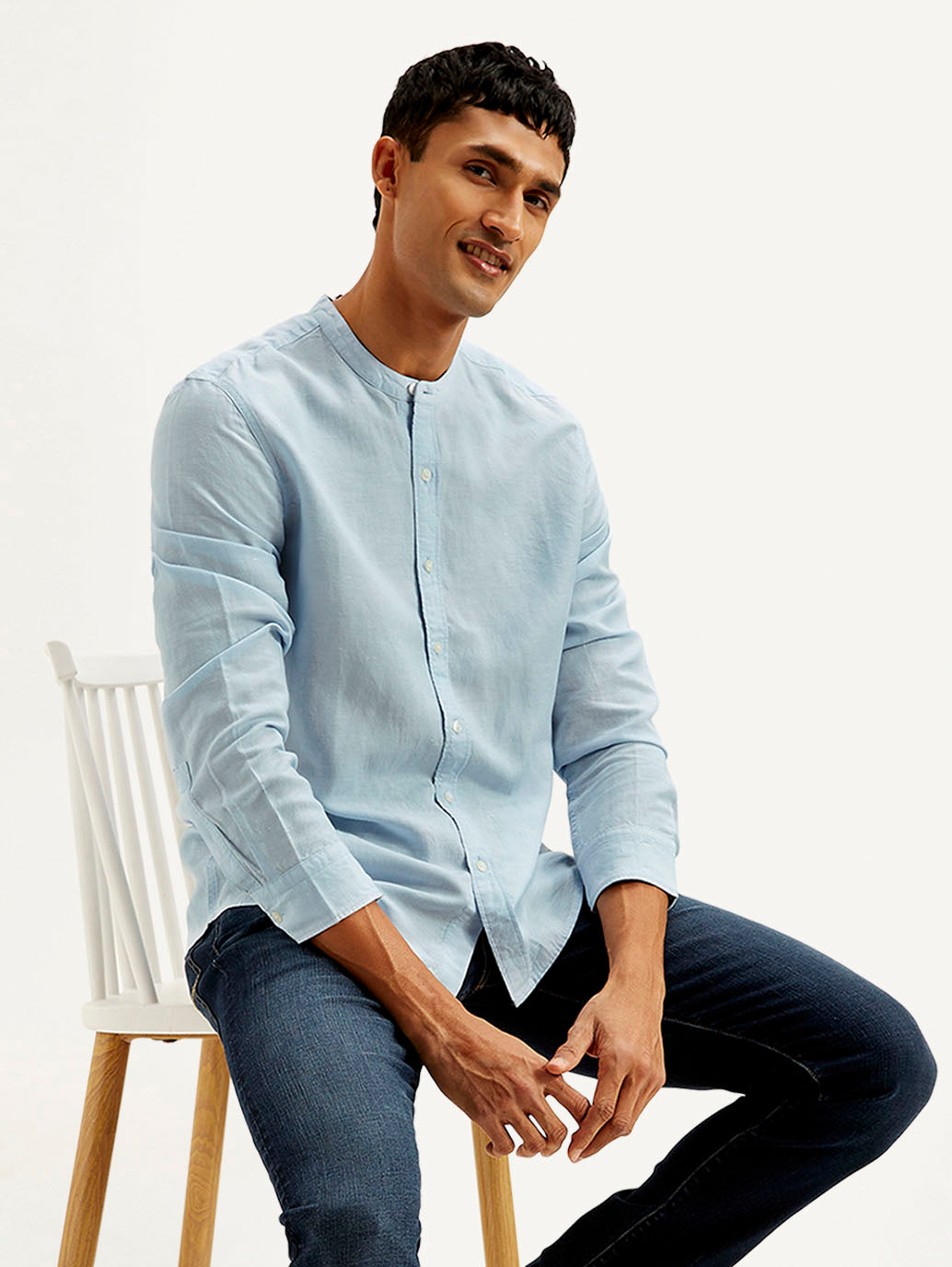 Men's Solid Slim Fit Linen Shirt