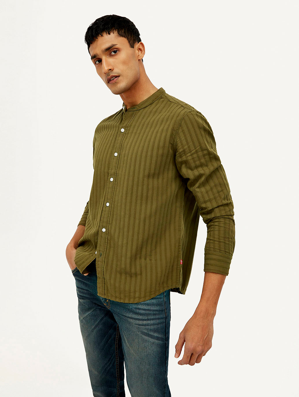 Men's Striped Slim Fit Shirt - Elevated View