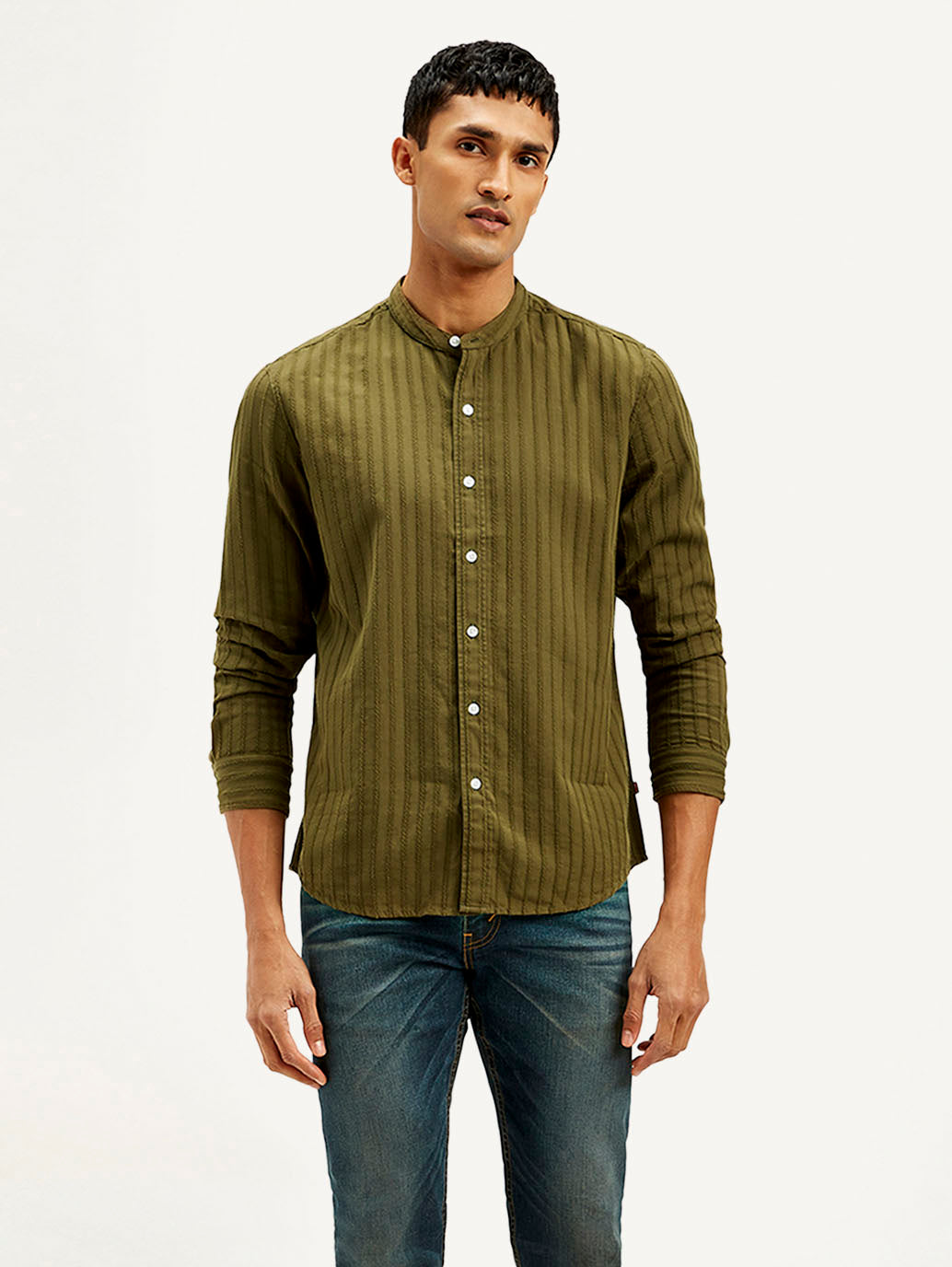 Men's Striped Slim Fit Shirt - Front View