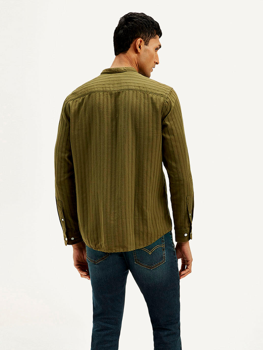 Men's Striped Slim Fit Shirt - Back View