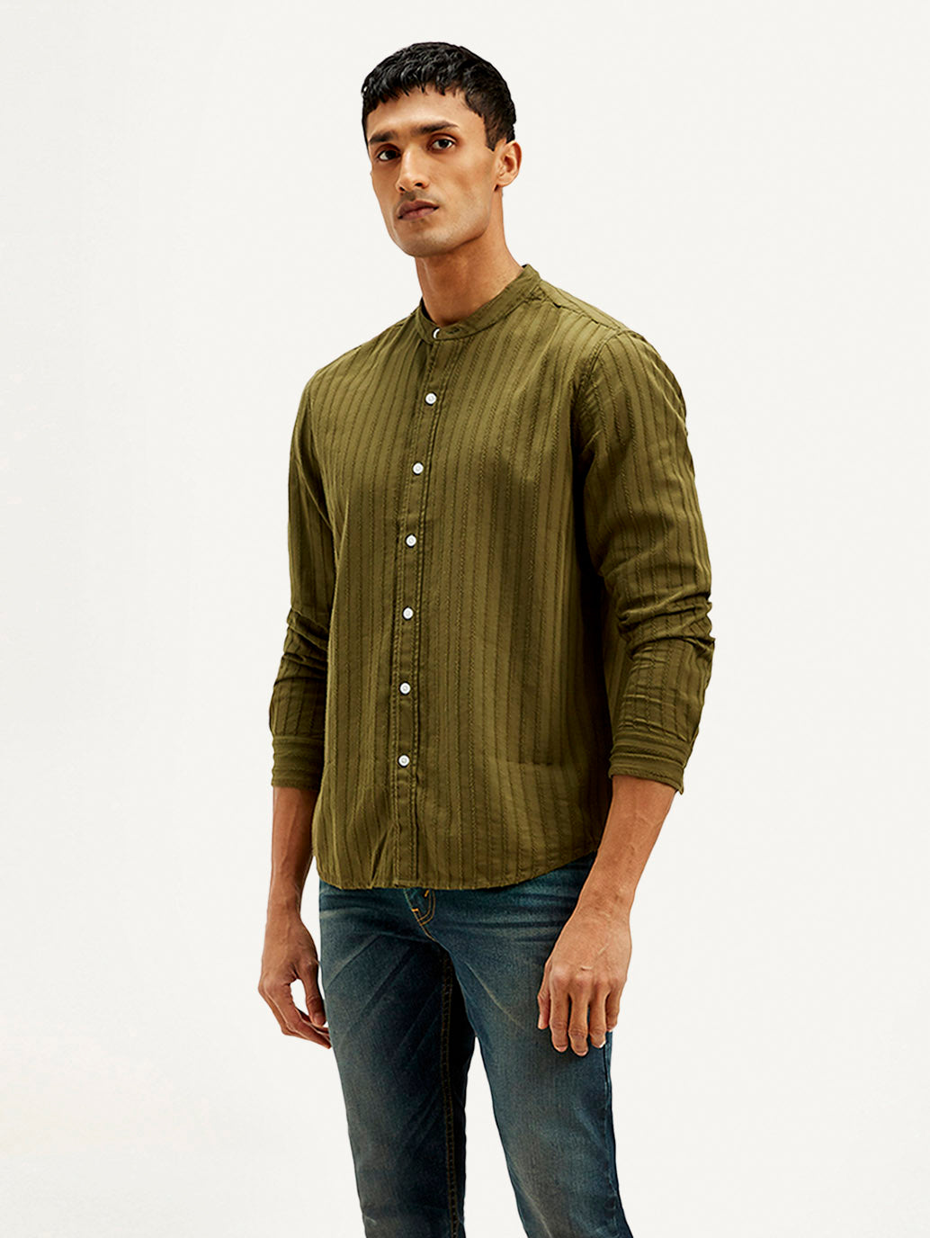 Men's Striped Slim Fit Shirt - Side View