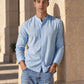 Men's Solid Regular Collar Slim Fit Linen Shirt - A38110032 View