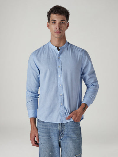 Men's Solid Regular Collar Slim Fit Linen Shirt-image-43