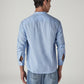 Men's Solid Regular Collar Slim Fit Linen Shirt - Back View